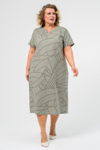 Платье женское 1929-П/л "Вологда" полулён (последний размер) хаки 50