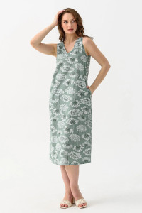 Сарафан женский "Луговые цветы" 2219-К трикотаж (последний размер) зеленый 50,56