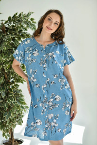 Халат женский 2119-К "Весна" кулирка (последний размер) синий 48,52,54,56