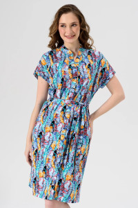 Халат женский 2295-К "Калейдоскоп" трикотаж (последний размер) голубой 50,56,58