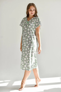 Сорочка женская 1724-К "Полянка" (рукав) кулирка (последний размер) графит 50