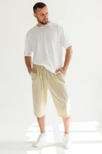 Бриджи мужские "Льняные" 2104-П/л полулен (последний размер) экрю 46