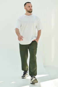 Брюки мужские "Спорт" (без принта) 1924-Фут футер с лайкрой (последний размер) зелено-серый 48