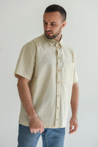 Сорочка мужская "Лён" 2098-П/л полулен (последний размер) экрю 50,52