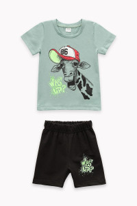 Костюм двойка детский "Оскар" 30225 кулирка+футер (последний размер) холодная мята 104