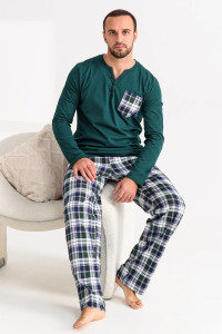 Пижама мужская "Горец" 1097-К кулирка (последний размер) зеленый 48,56