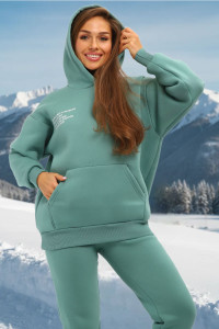 Костюм двойка женский С/15014 футер 3-х нитка с начесом пенье (р-ры: 46-56) олива