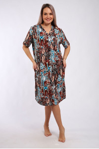 Халат женский "Тери" кулирка (р-ры: 48-58) коричневая змея