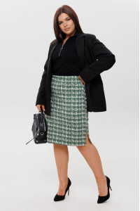 Юбка женская Ю25 (60 см) футер 2-х нитка пенье набивной (р-ры: 46-60) зеленый