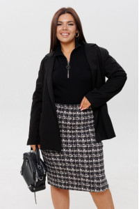 Юбка женская Ю25 (60 см) футер 2-х нитка пенье набивной (р-ры: 46-60) черный