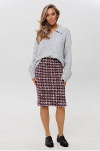 Юбка женская Ю25 (74 см) футер 2-х нитка пенье набивной (р-ры: 46-60) винный