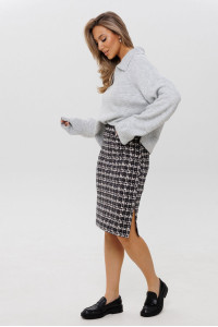 Юбка женская Ю25 (74 см) футер 2-х нитка пенье набивной (р-ры: 46-60) черный