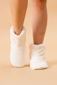 Тапки женские "Сапожки" велсофт (р-ры: 36-41) соты молочный