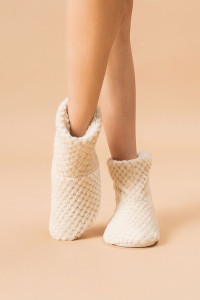 Тапки женские "Сапожки" велсофт (р-ры: 36-41) соты бежевый