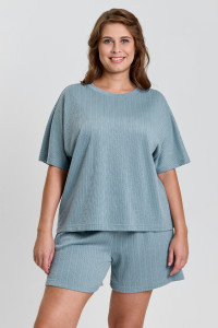 Костюм двойка женский "Материя-2" фактурный трикотаж (р-ры: 46-56) серо-голубой