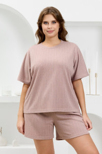 Костюм двойка женский "Материя-2" фактурный трикотаж (р-ры: 46-56) какао