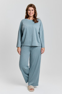 Костюм двойка женский "Материя-1" фактурный трикотаж (р-ры: 46-56) серо-голубой