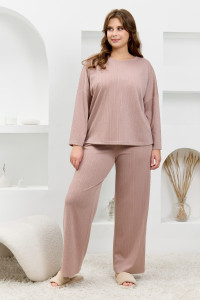 Костюм двойка женский "Материя-1" фактурный трикотаж (р-ры: 46-56) какао