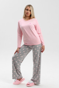 Костюм двойка женский "Нефрон" велюр стрейч (р-ры: 44-54) розовый