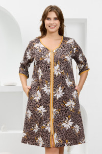 Халат женский "Гевея" кулирка (р-ры: 50-64) коричневый