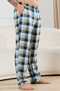 Брюки мужские "Тор-1" кулирка (р-ры: 48-62) клетка бирюза