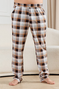 Брюки мужские "Тор-1" кулирка (р-ры: 48-62) клетка коричневая