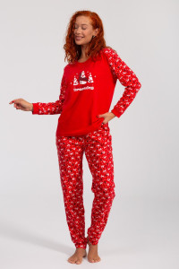 Костюм двойка женский НГ-01 "Зимний лес" кулирка (р-ры: 44-56) красный