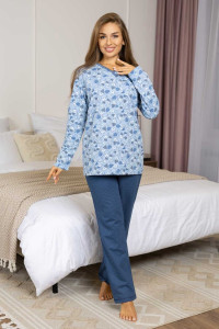 Пижама женская 1759/14 футер с начесом (р-ры: 48-62) голубой-синий