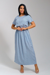 Платье женское "Ассоль" штапель (последний размер) голубые кольца 44,50,52,56