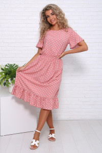 Платье женское "Кармен" штапель (последний размер) пудра 44,46,50,52,54