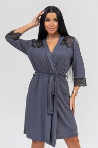 Пеньюар двойка женский "Голд" вискоза (последний размер) графит 46,50,56