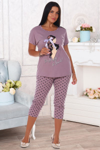 Костюм двойка женский "Этюд" кулирка (последний размер) лиловый 46