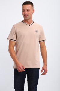 Футболка мужская №059 кулирка с лайкрой пенье (р-ры: M-6XL) бежевый
