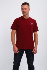 Футболка мужская №059 кулирка с лайкрой пенье (р-ры: M-6XL) бордовый