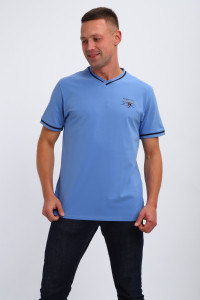 Футболка мужская №059 кулирка с лайкрой пенье (р-ры: M-6XL) голубой