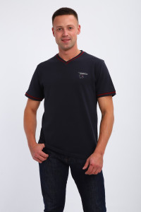 Футболка мужская №059 кулирка с лайкрой пенье (р-ры: M-6XL) темно-синий