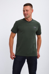 Футболка мужская №059 кулирка с лайкрой пенье (р-ры: M-6XL) хаки