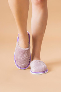 Тапки женские ЖВТ велсофт (р-ры: 36-43) листья фиолетовый