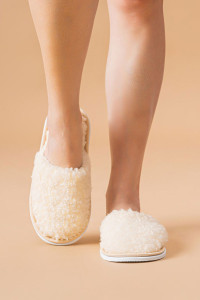 Тапки женские ЖВТ велсофт (р-ры: 36-43) Тедди молочный