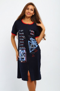 Халат женский №196 кулирка (р-ры: 46-56) синий