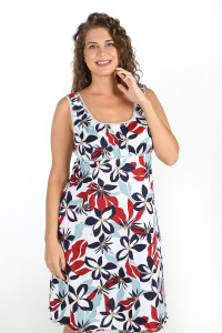 Сорочка женская "Татьяна" кулирка (р-ры: 46-60) расцветка 2 красные цветы