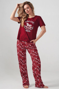 Пижама женская "Лошадка" 2416-К кулирка (р-ры: 46-56) бордовый