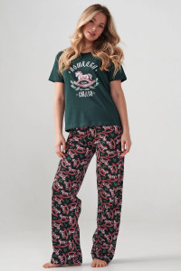 Пижама женская "Лошадка" 2416-К кулирка (р-ры: 46-56) зеленый