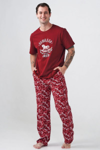 Пижама мужская "Лошадка" 2415-К кулирка (р-ры: 48-58) бордовый