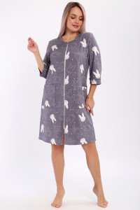 Халат женский 513 махра (р-ры: 46-60) зайцы графит