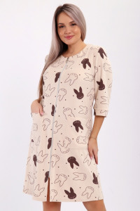 Халат женский 513 махра (р-ры: 46-60) зайцы песочный