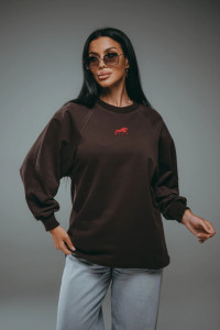 Свитшот женский "Символ" футер 2-х нитка пенье фирча (р-ры: 46-60) шоколад