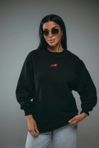 Свитшот женский "Символ" футер 2-х нитка пенье фирча (р-ры: 46-60) черный