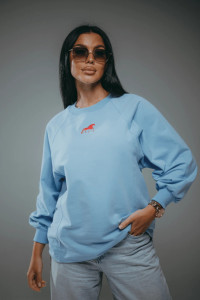 Свитшот женский "Символ" футер 2-х нитка пенье фирча (р-ры: 46-60) голубой