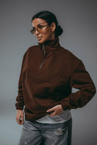 Свитшот женский "Брамея" лакост 2-х нитка пенье (р-ры: 46-60) коричневый